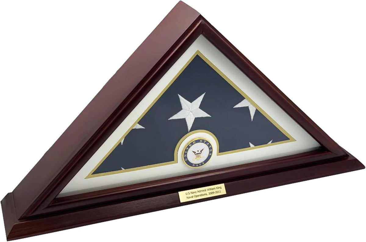 Solid Wood Cherry Finish Wall Mounted Flag Display Case X883