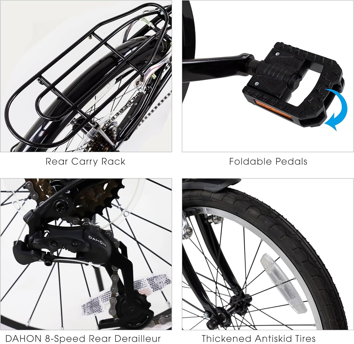 Black 20” Steel Frame 6-Speed Folding Bike J287
