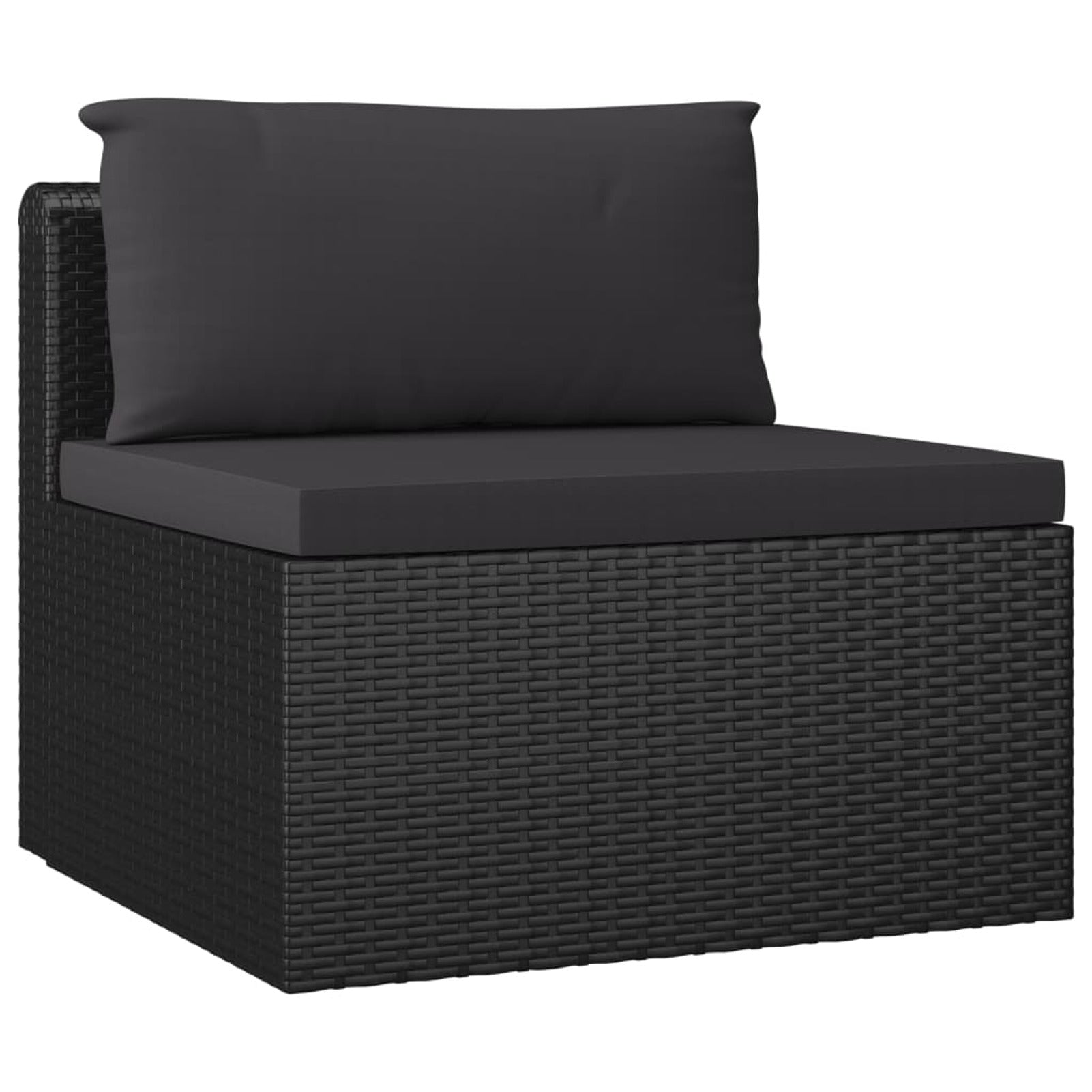 Black Poly Rattan Patio Sofa Set with Cushions O916