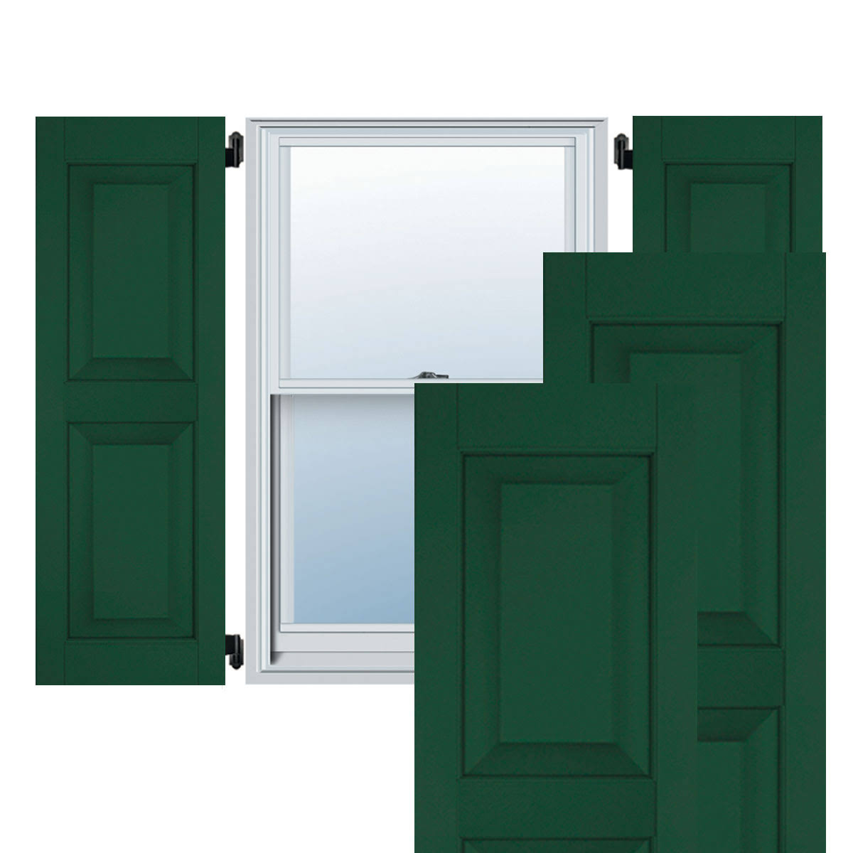15 in. x 56 in. Exterior Real Wood Raised Panel Shutters Pair T406