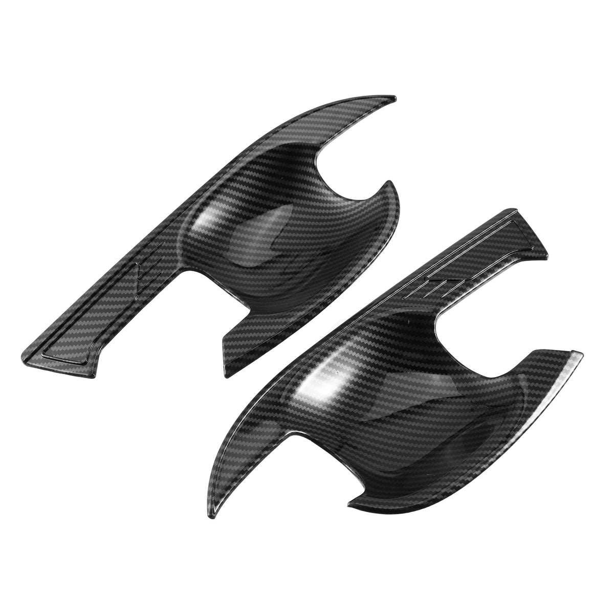 4 Pcs Carbon Fiber Pattern Black Door Handle Bowl Cover Trim Protector Z98853