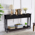 Modern Long Console Table, 2-Tier Sofa Table, Bright Black Finishing V8773