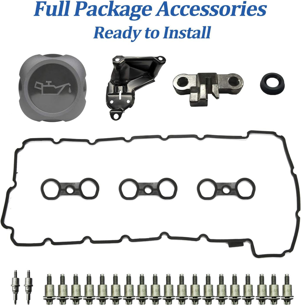 N52 Engine Valve Cover Kit with Oil Cap, Gaskets, Spark Plug Seals, Bolts B201838