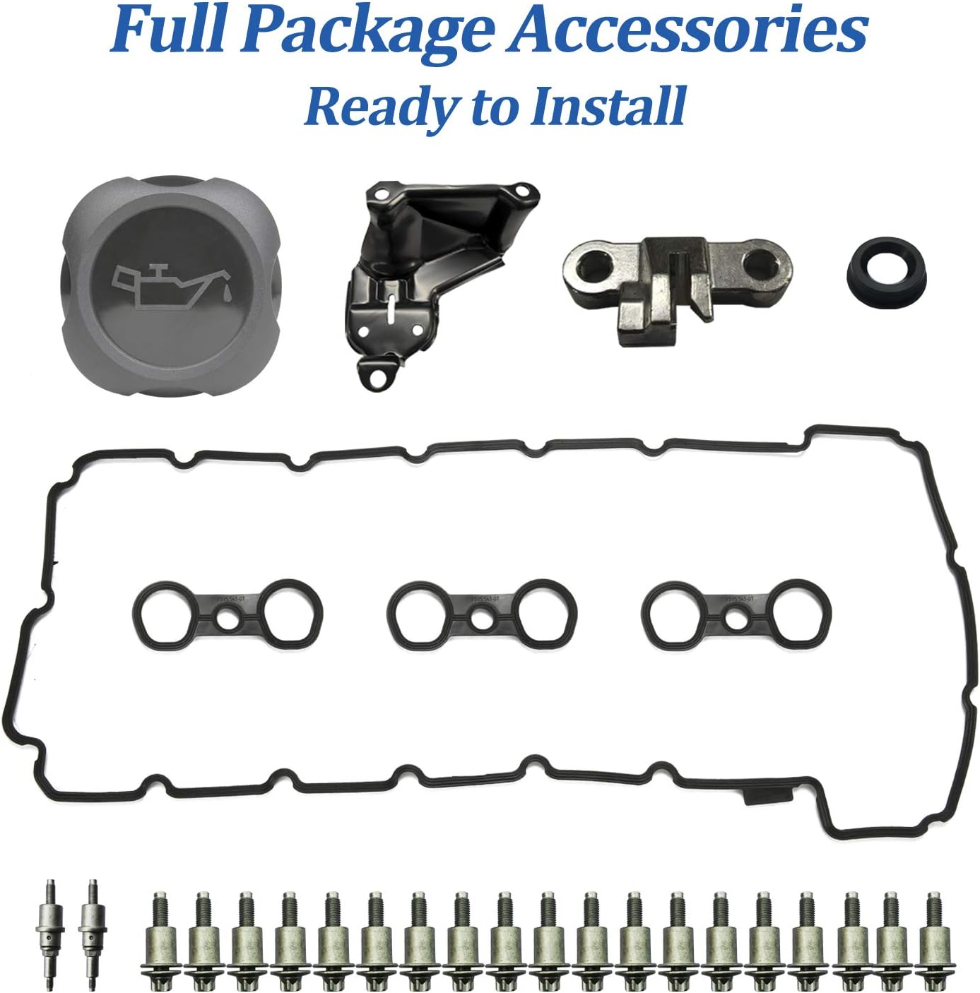 N52 Engine Valve Cover Kit with Oil Cap, Gaskets, Spark Plug Seals, Bolts B201838