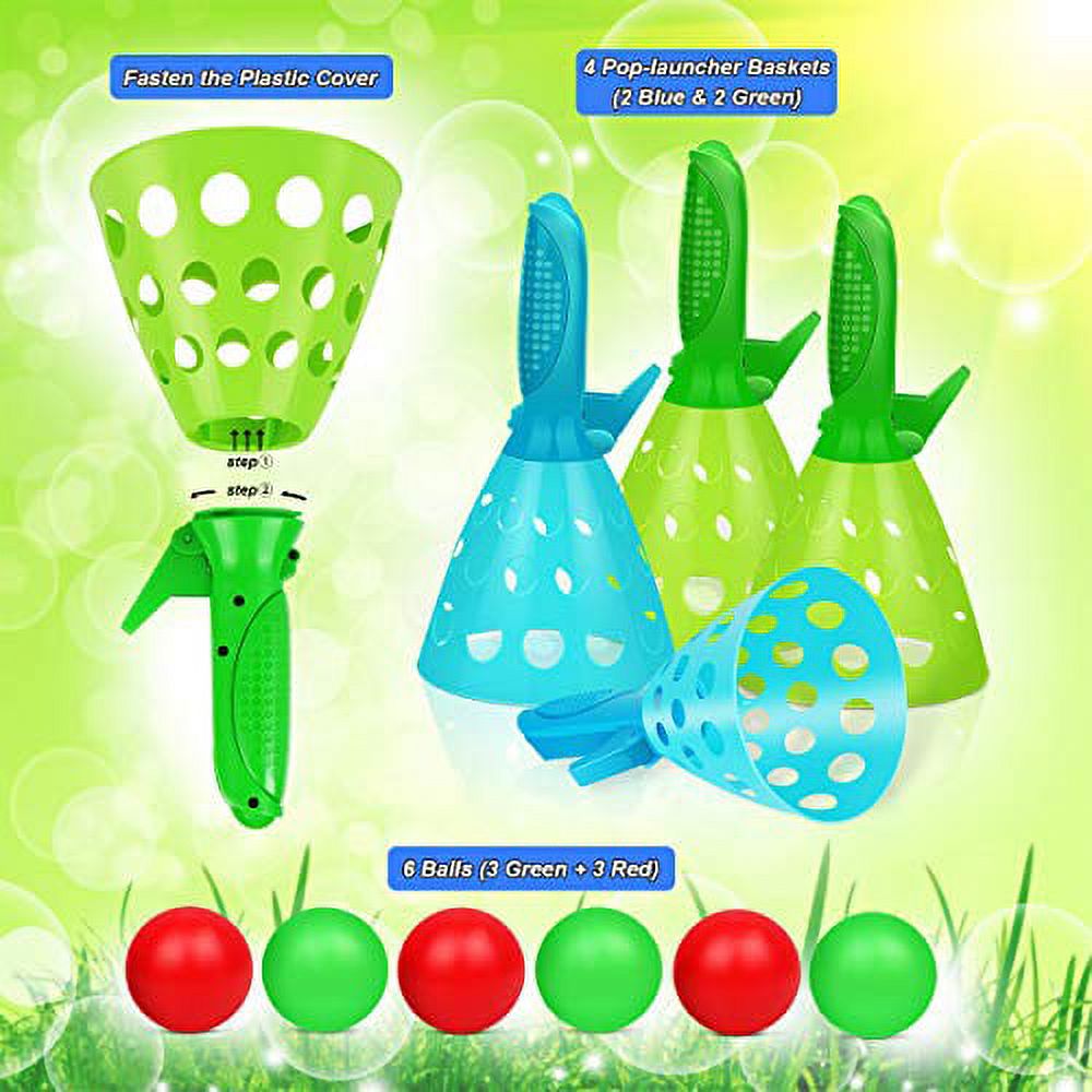 Pop-Pass-Catch Ball Game with 4 Catch Launcher Baskets and 6 Balls V4483