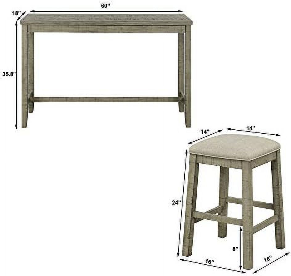 4-Piece Counter Height Dining Table Set with 3 Leather Padded Stools G67643