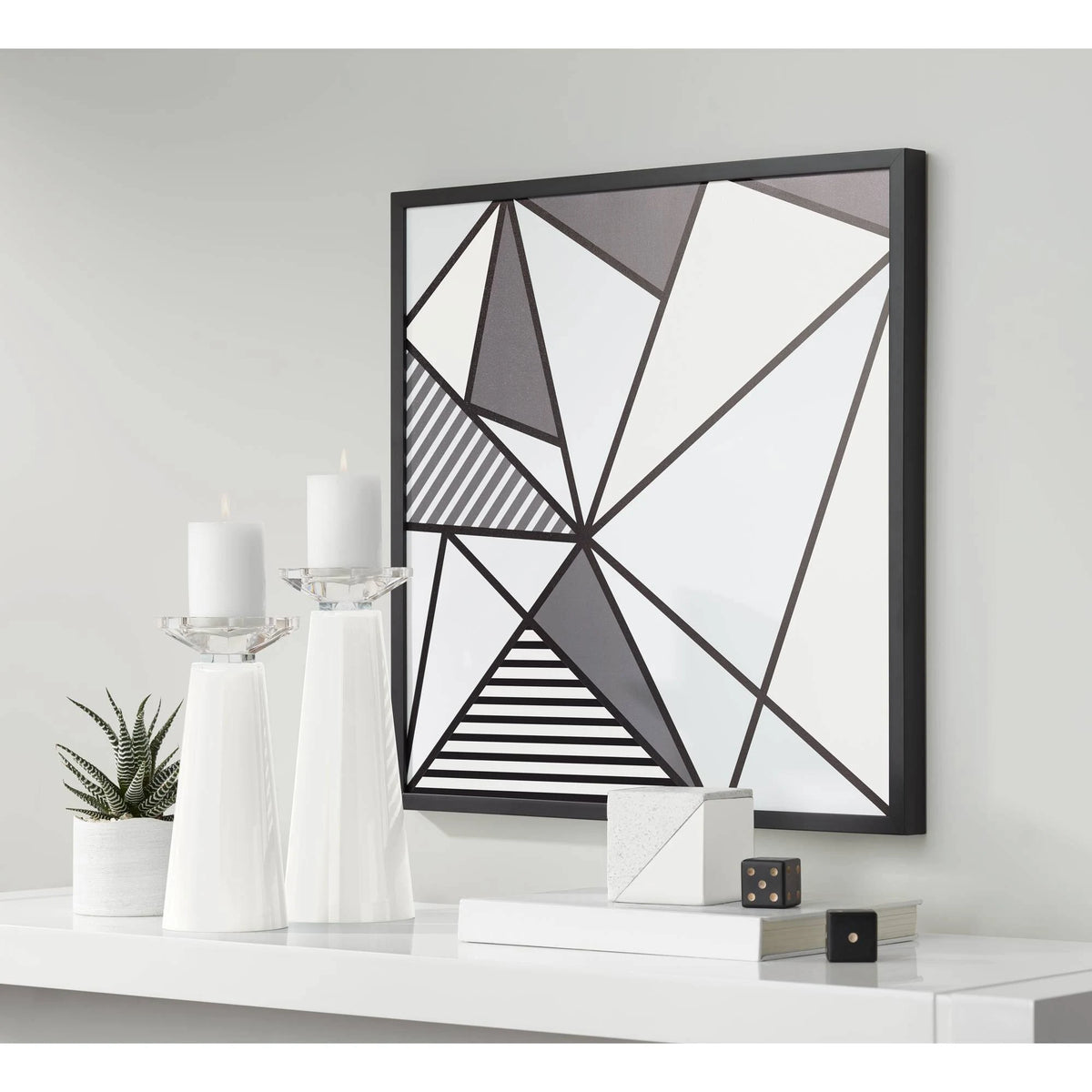 White Glass Pillar Candle Holder Set of 2 Y76652