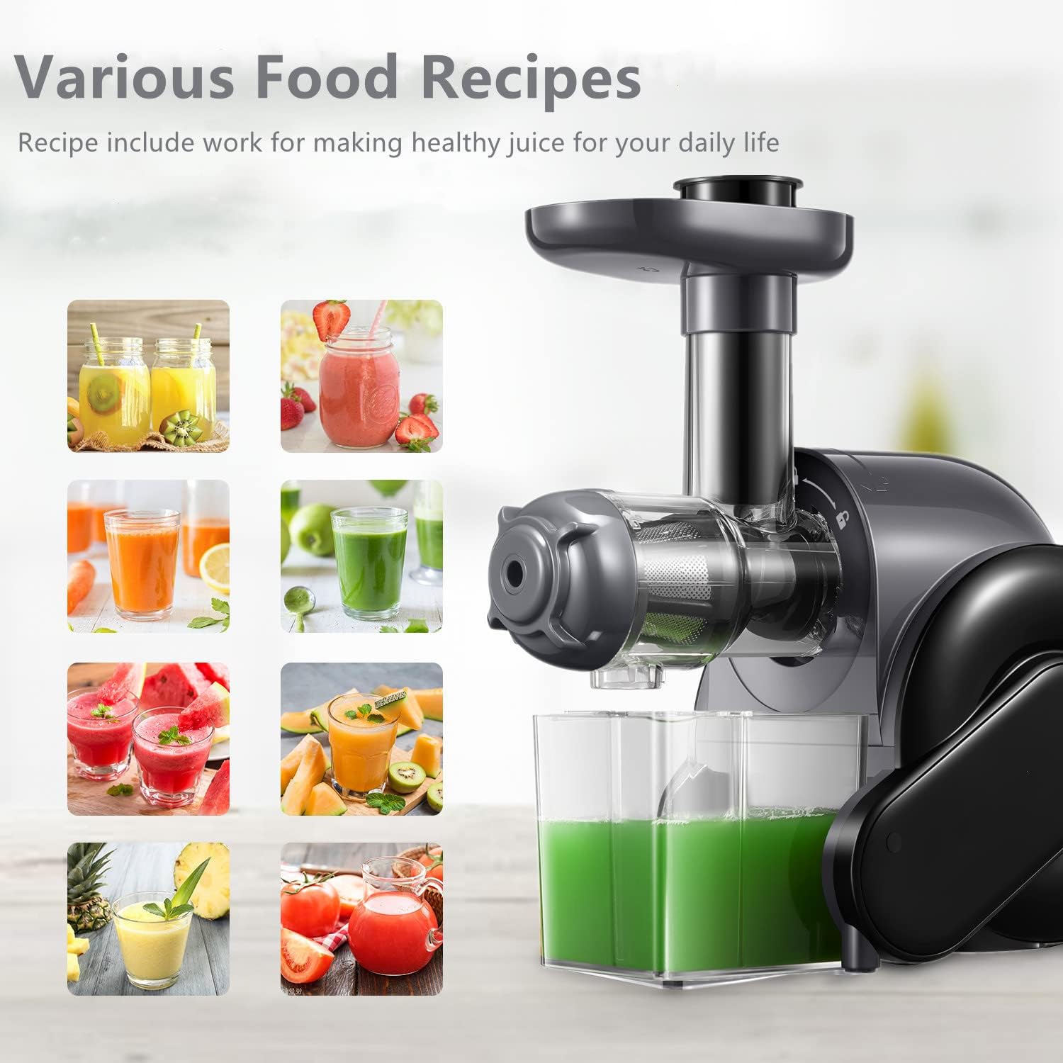Slow Juicer Masticating Juicer with 2 Filter Q821