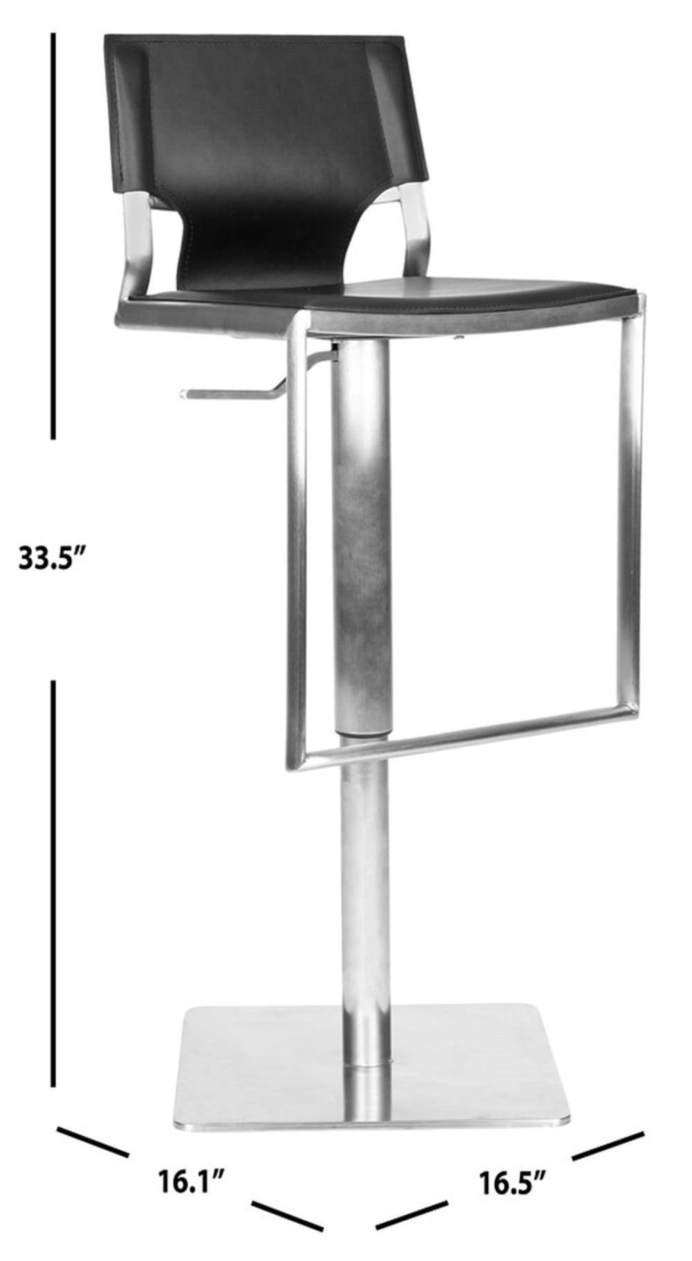 White Leather Seat Stainless Steel Adjustable Bar Stool W2300