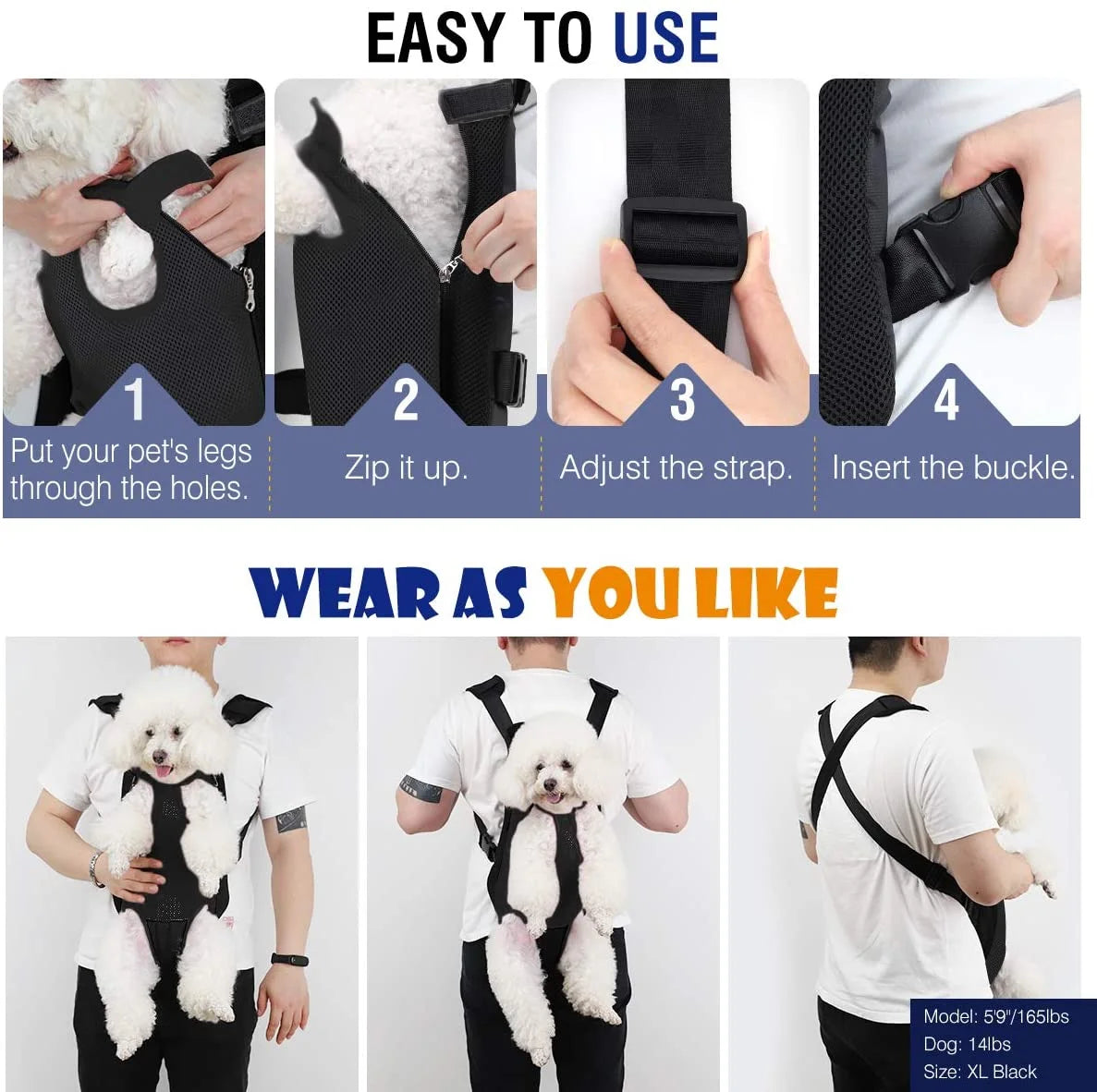 Pet Carrier Backpack Travel Bag for Small Medium Dogs Cats Puppies B76890