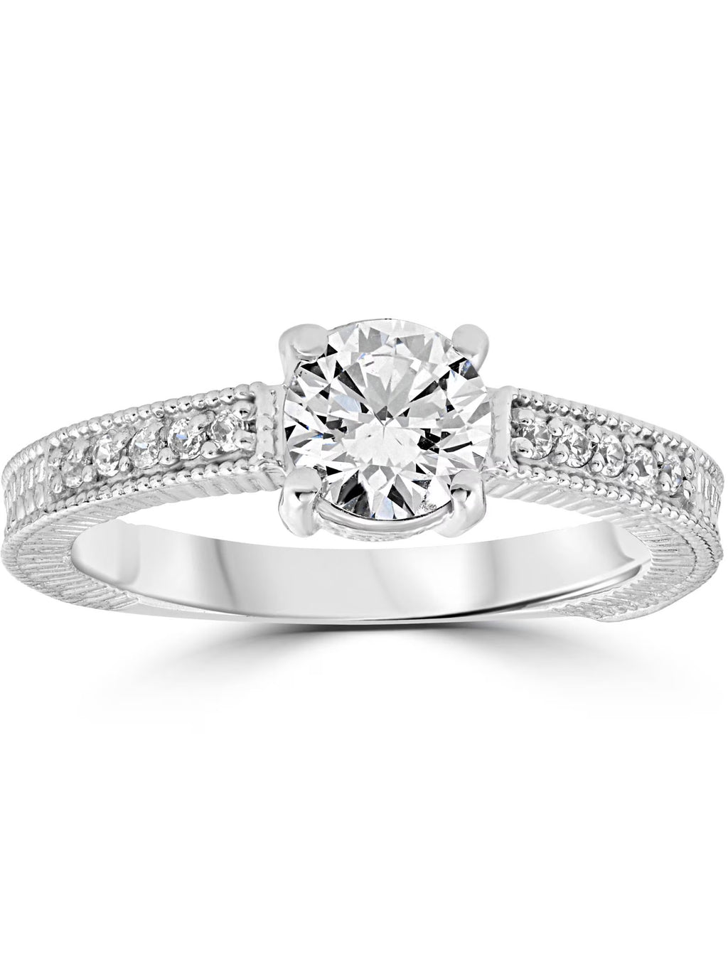 1 Carat 14K White Gold Round Brilliant Cut Engagement Ring I15911