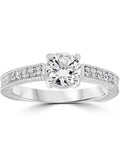 1 Carat 14K White Gold Round Brilliant Cut Engagement Ring I15911