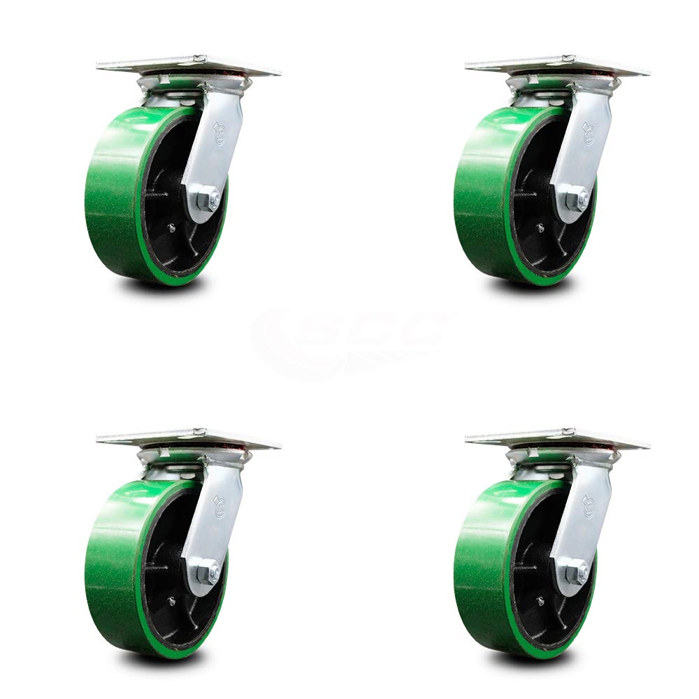 Pack of 2 Swivel Caster with 8 x 2 Green Wheel N436