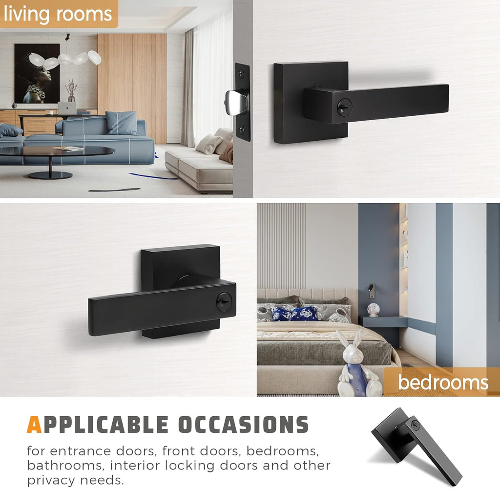 2 Pack Matte Black Heavy Duty Entrance Lever Door Handle Y782554