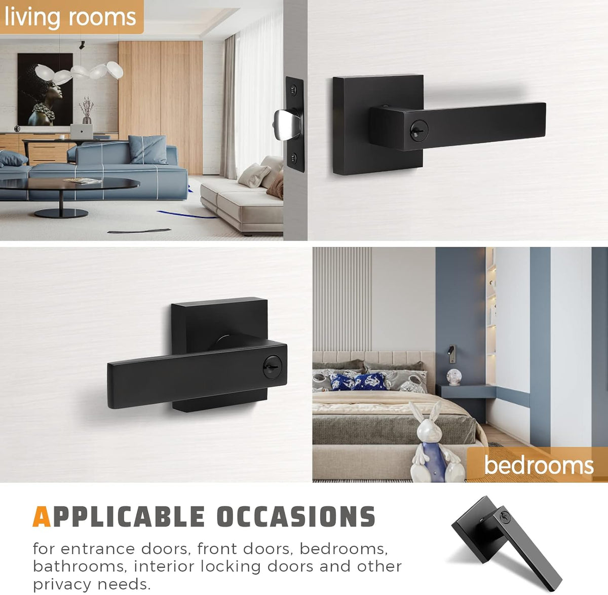 2 Pack Matte Black Heavy Duty Entrance Lever Door Handle Y782554