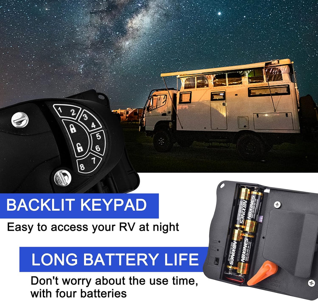 Waterproof & Shockproof RV Keyless Entry Door Lock with 2 Key Fobs and Backlit Keypad 100% Metal I791
