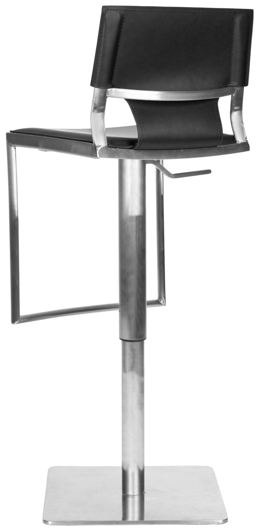 White Leather Seat Stainless Steel Adjustable Bar Stool W2300