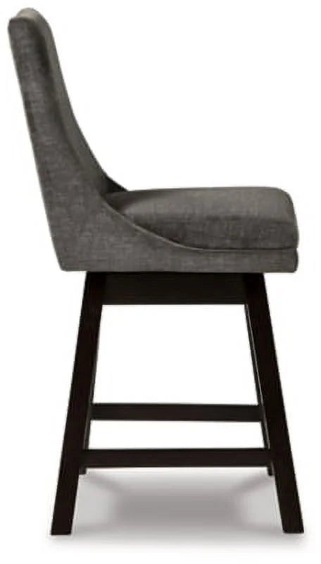Upholstered Swivel Counter Height Stool Set of 2, Dark Gray O436603