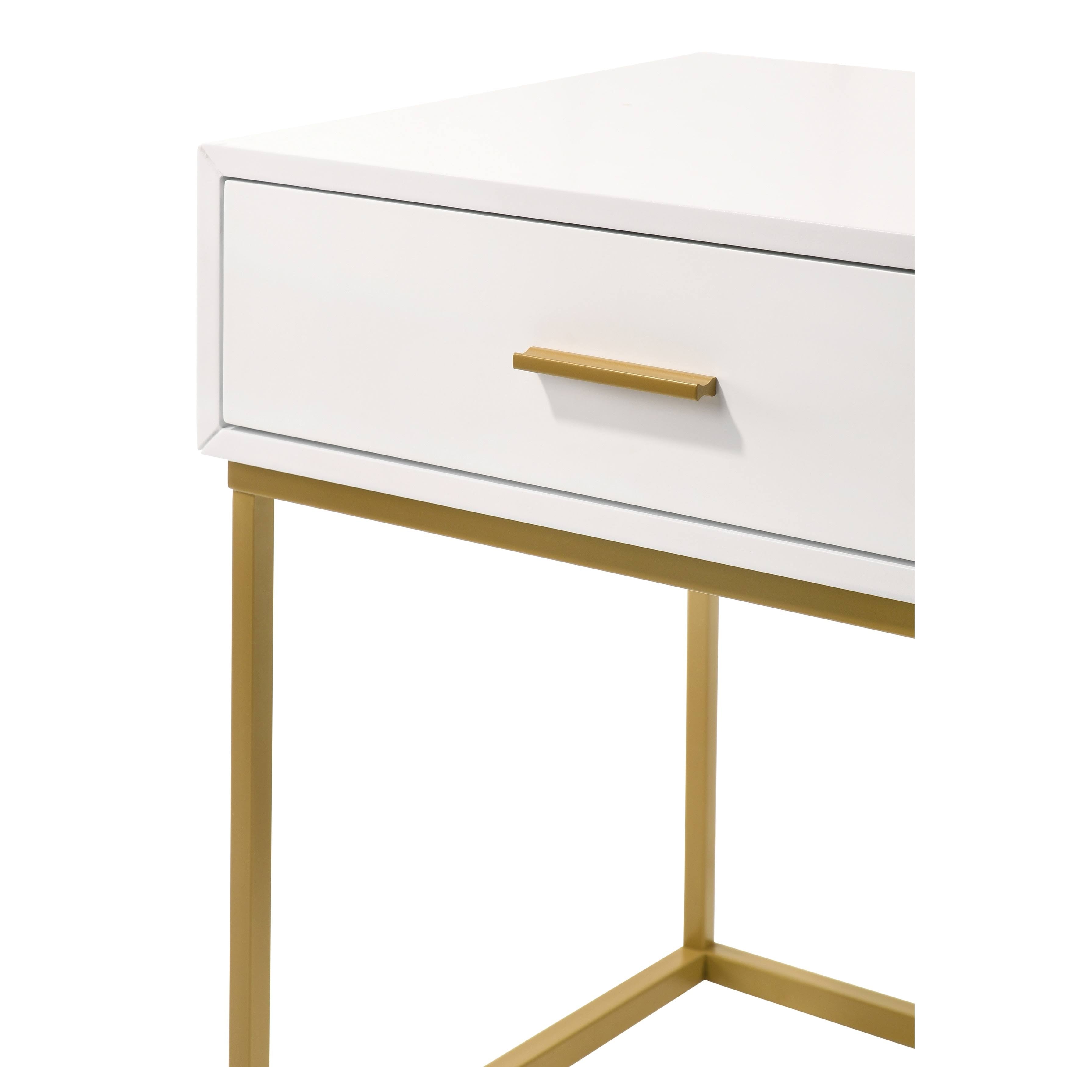 White One Drawer Dresser with Gold Legs O8904