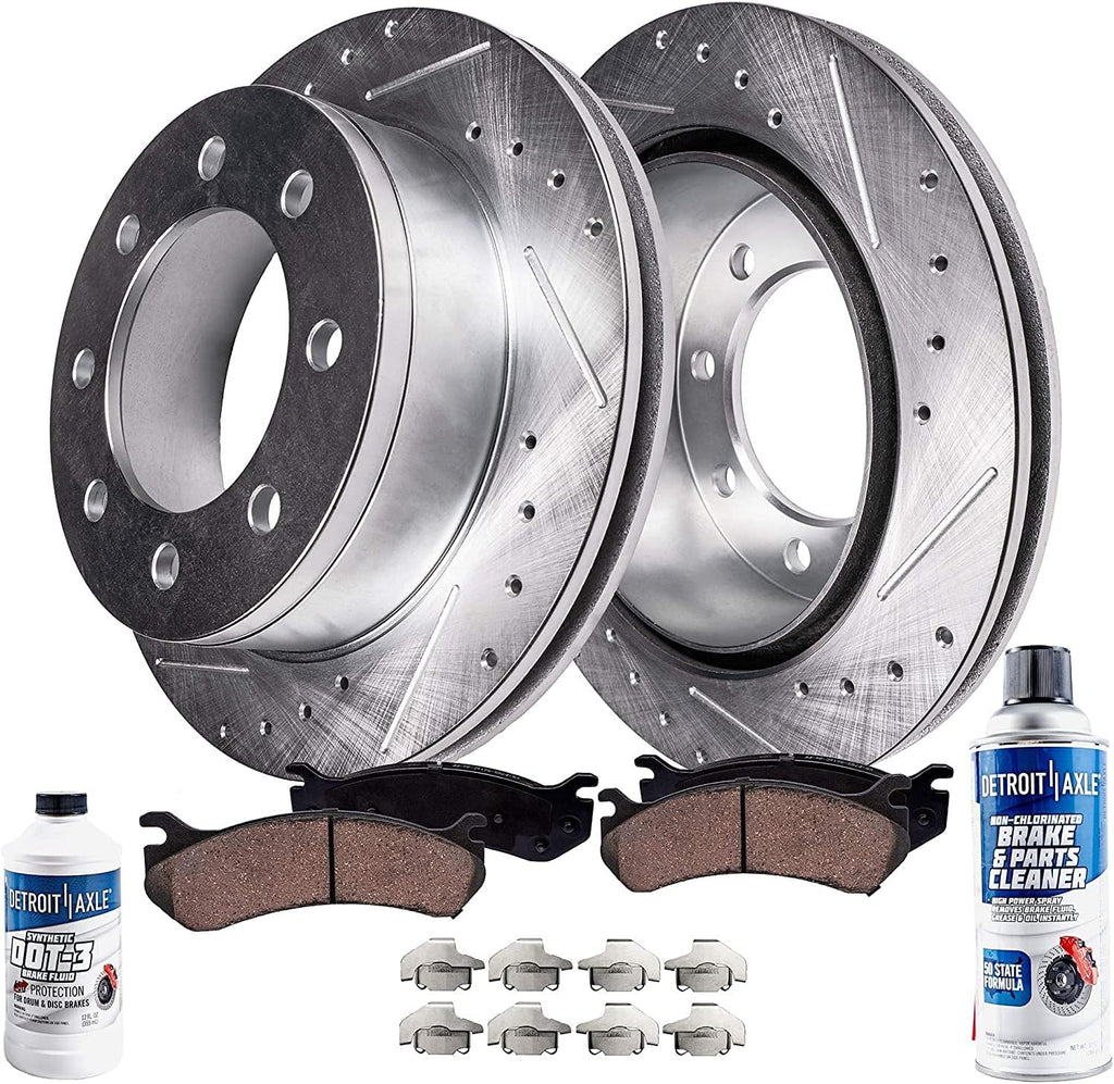Front Drilled & Slotted Brake Rotors and Brake Pads Kit 6pc Set T4081