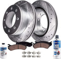 Front Drilled & Slotted Brake Rotors and Brake Pads Kit 6pc Set T4081