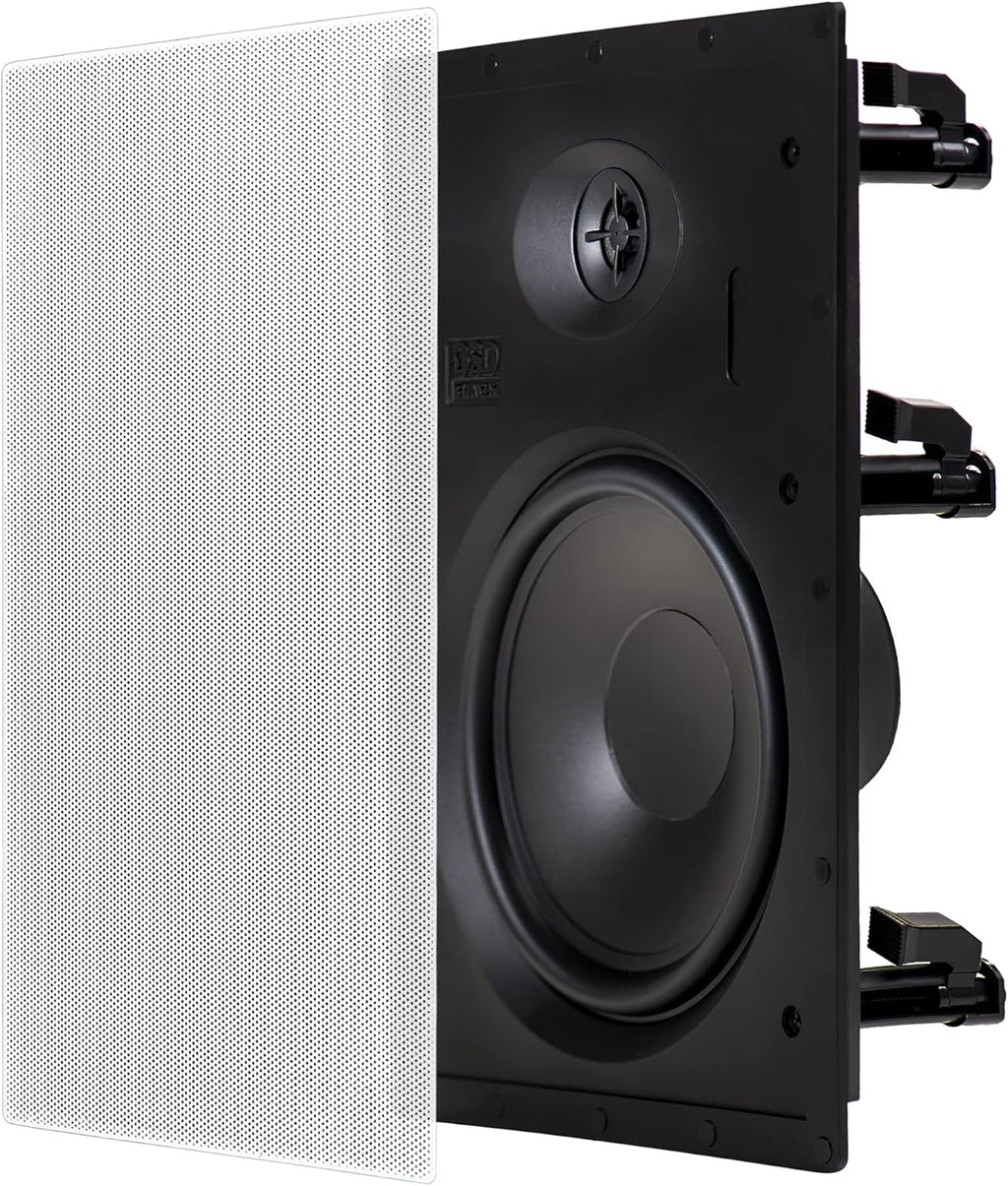 In Wall 8" Speakers Pair with Silk Dome Tweeter and Trimless Magnetic Grill S847648