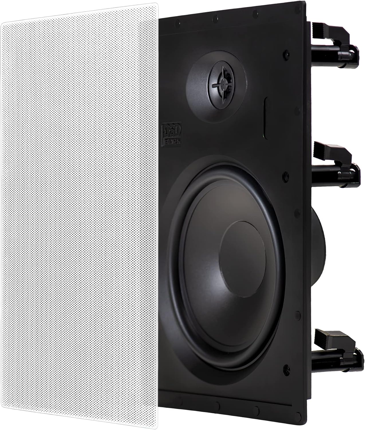 In Wall 8" Speakers Pair with Silk Dome Tweeter and Trimless Magnetic Grill S847648