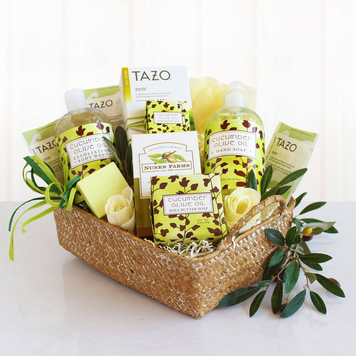 Natural Cucumber and Olive Oil Spa Gift Basket Q597