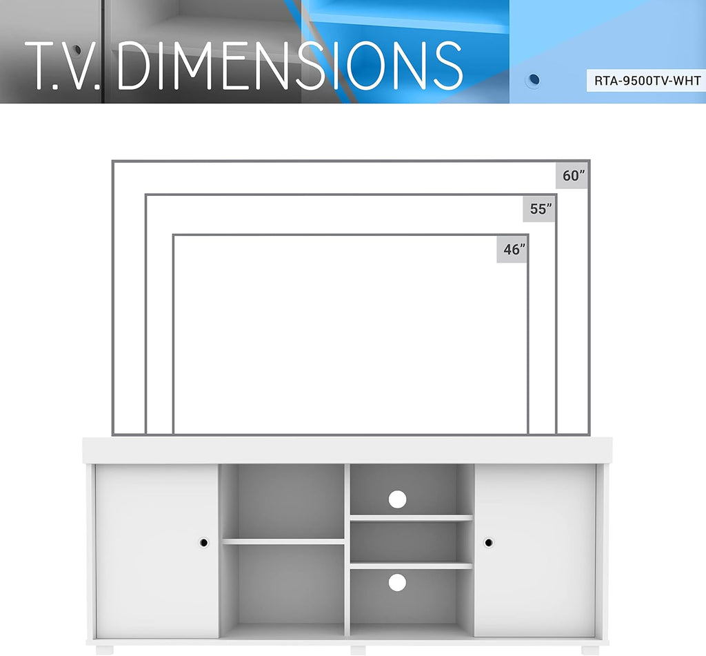 White TV Storage Entertainment Stand V7597