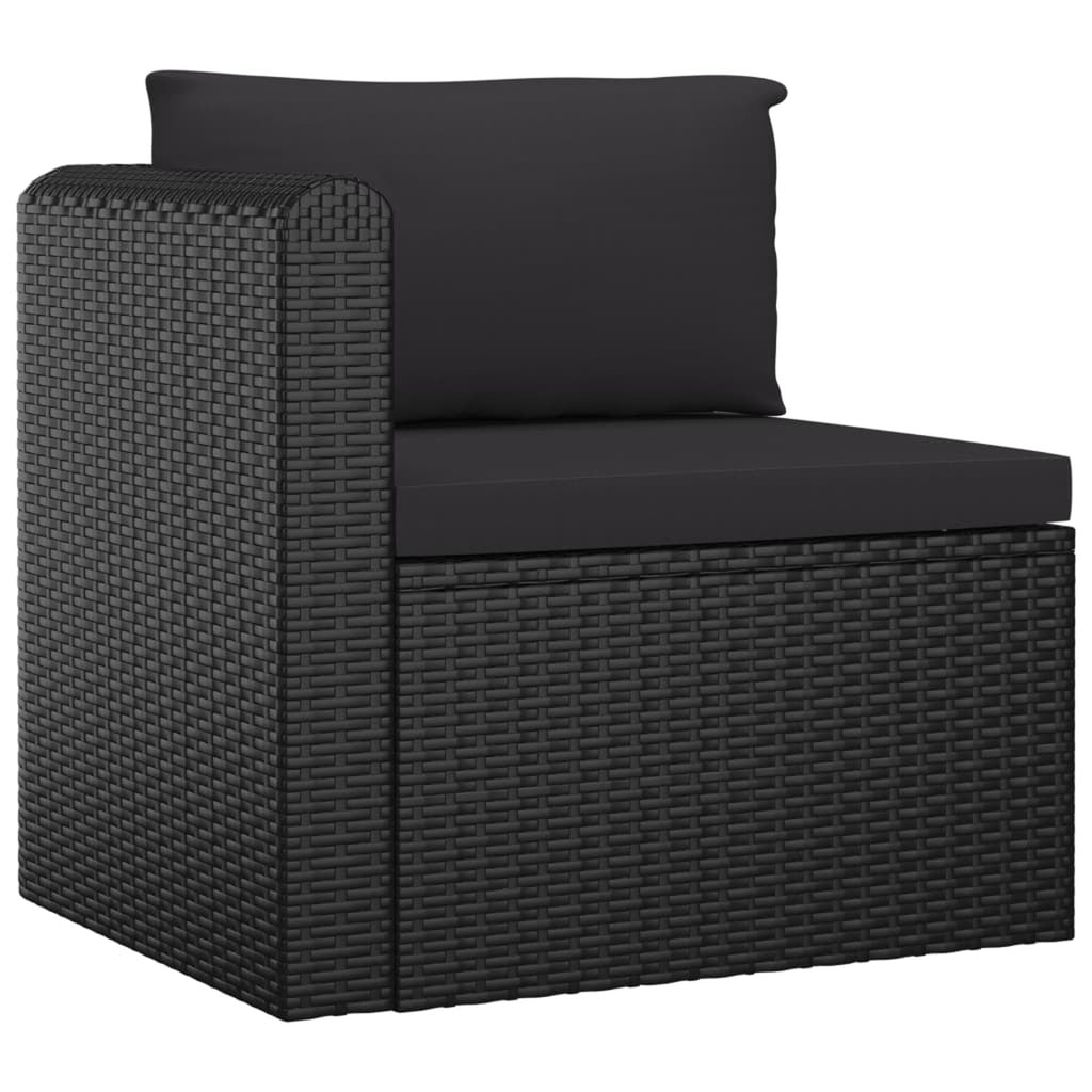 Black Poly Rattan Patio Sofa Set with Cushions O916