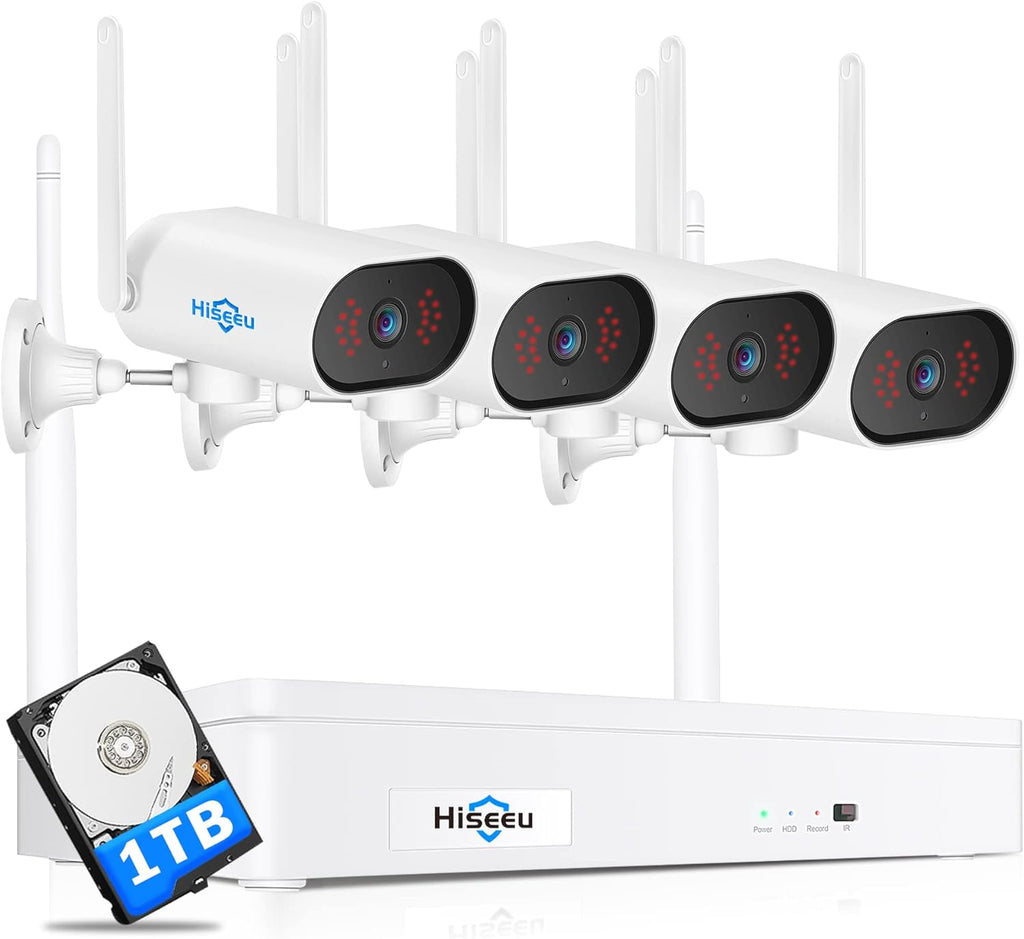 8CH 2K Wireless Security Camera System with 1TB Hard Drive 4Pcs 1296P 3.0MP Night Vision WiFi Cameras S7455