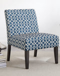 3pc Blue Fabric Upholstered Side Table and 2 Chairs G8487