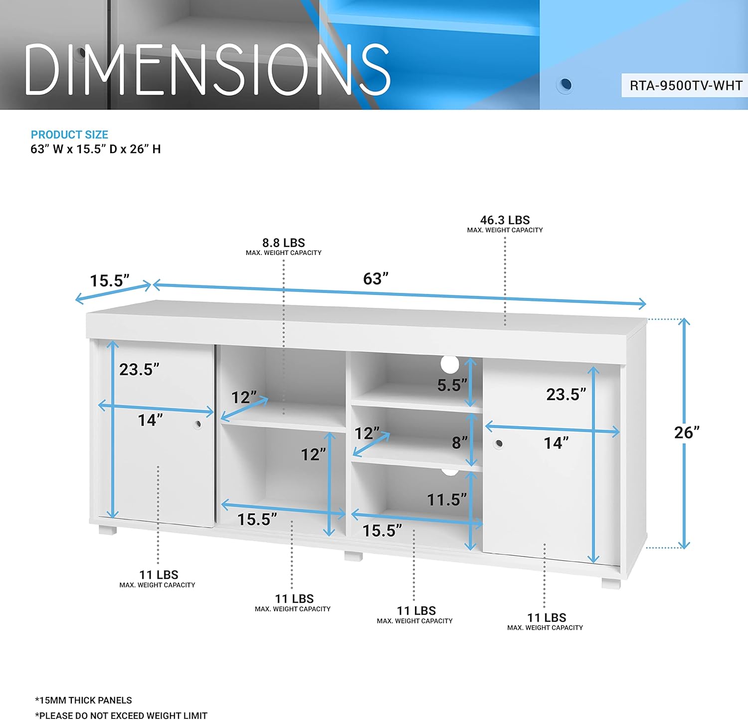 White TV Storage Entertainment Stand V7597