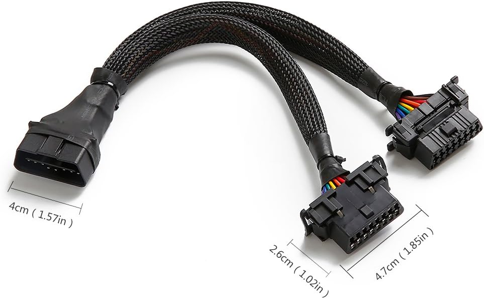 OBD2 16 Pin Splitter Extension Cable Adapter 1FT 10 Pack Y9319