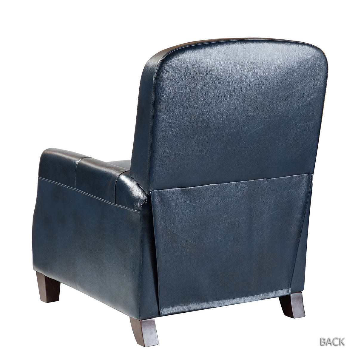 Navy Leather Recliner Armchair with Birch Wood Legs P930023