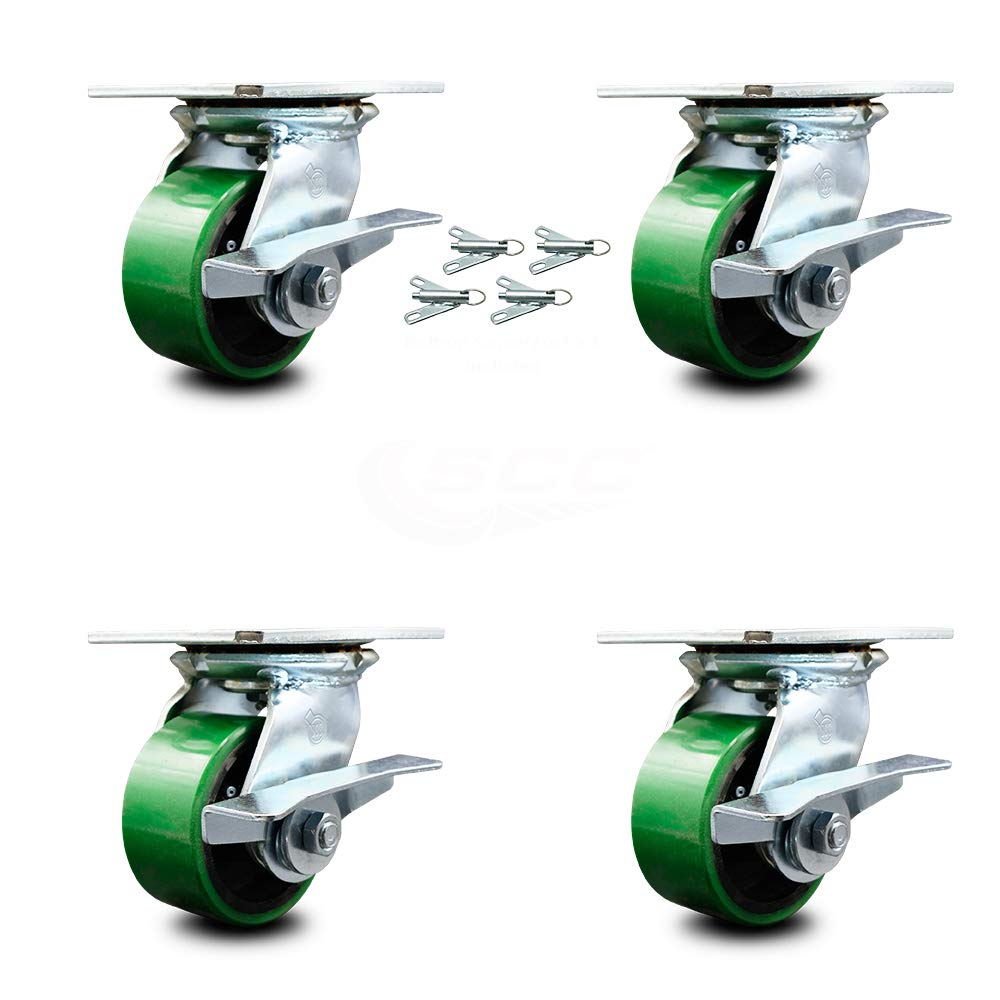 Pack of 2 Swivel Caster with 8 x 2 Green Wheel N436