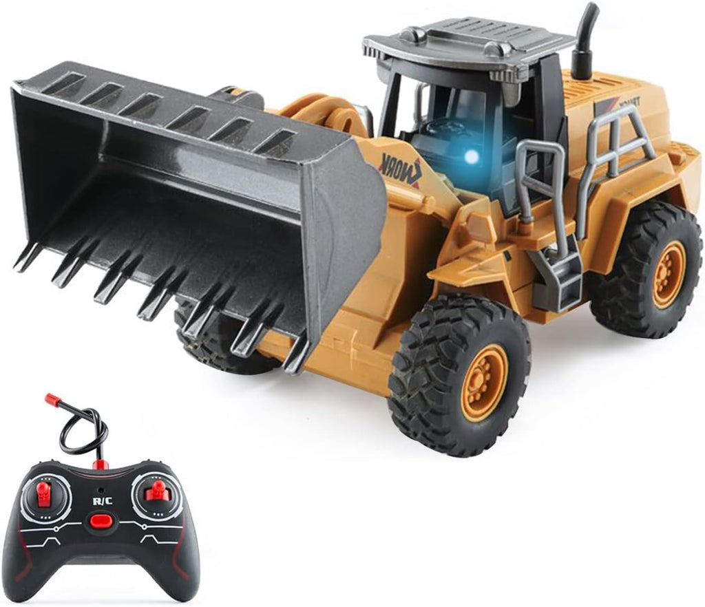 RC Excavator Toy, 6 Channel Construction Vehicle with Lights Rechargeable Battery O561