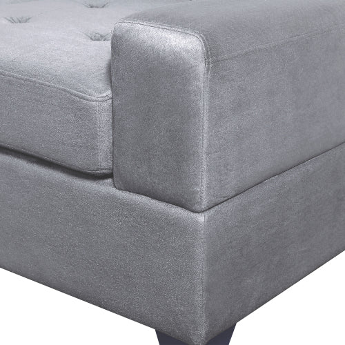 3 Piece Microfiber Sectional Sofa with Reversible Chaise Lounge Storage Ottoman and Cup Holders U2591