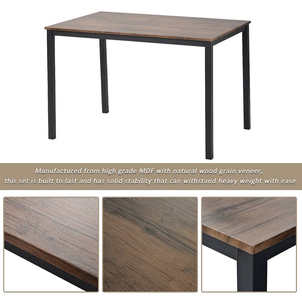 5 Piece Industrial Wooden Dining Set with Metal Frame and 4 Chairs S257
