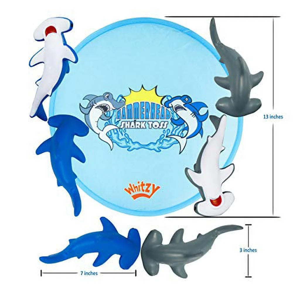 Hammerhead Shark Toss Game Set of 6 Foam Rubber Sharks with 1 Target Ring G1054