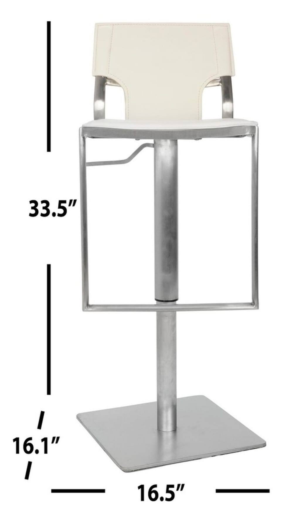 White Leather Seat Stainless Steel Adjustable Bar Stool W2300