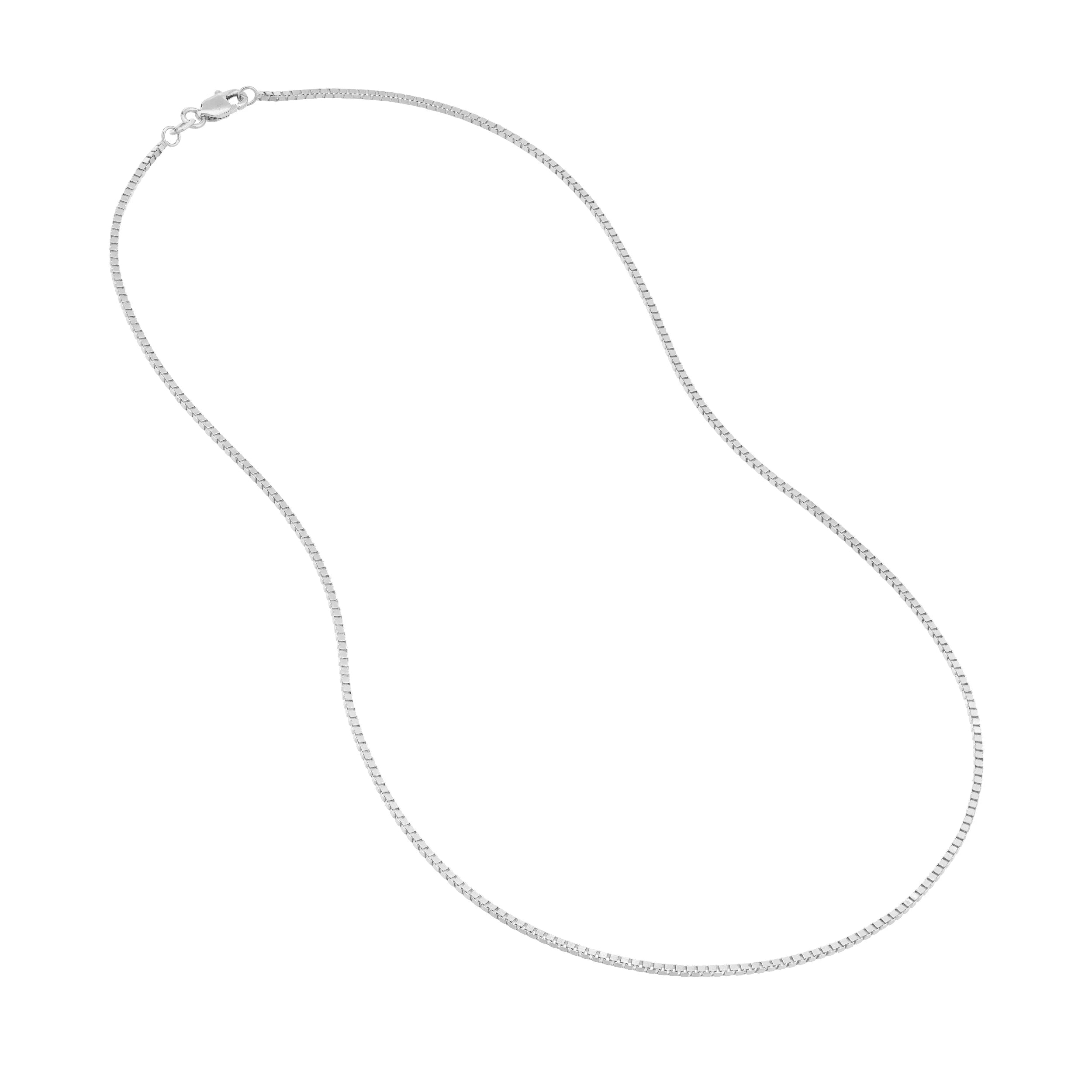 14K White Gold 22" Box Chain Necklace with Lobster Lock B602