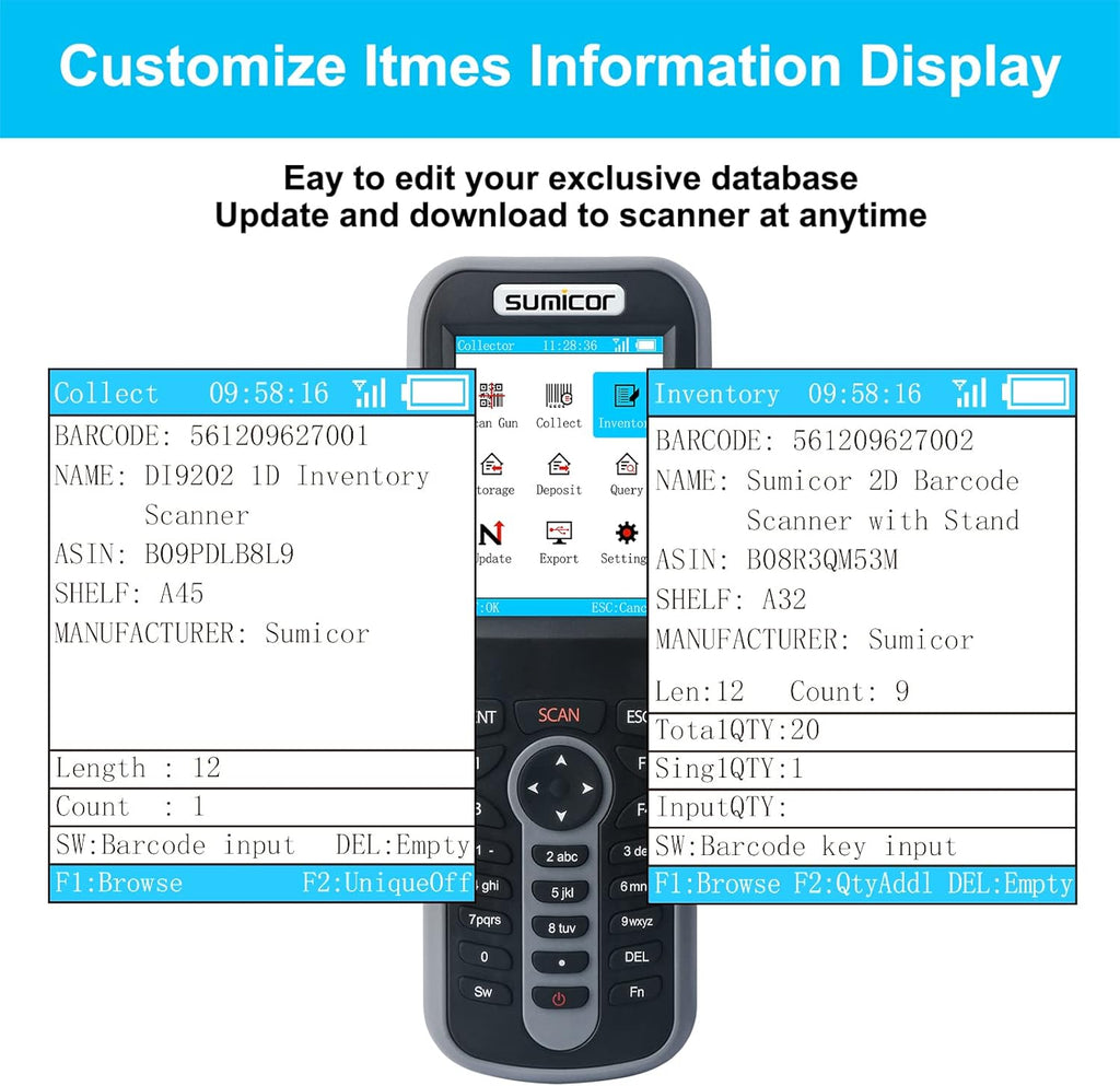 Wireless 2.4 Ghz Handheld Barcode Scanner with 2.8'' HD Screen I8347