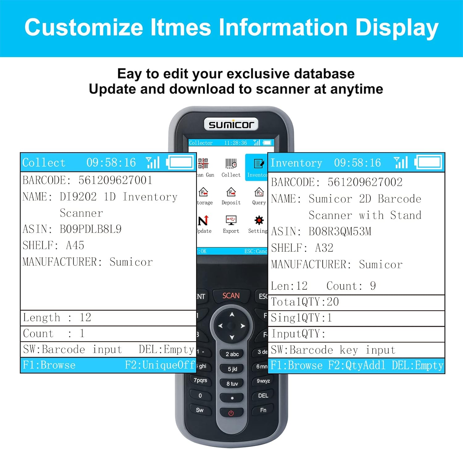 Wireless 2.4 Ghz Handheld Barcode Scanner with 2.8'' HD Screen I8347