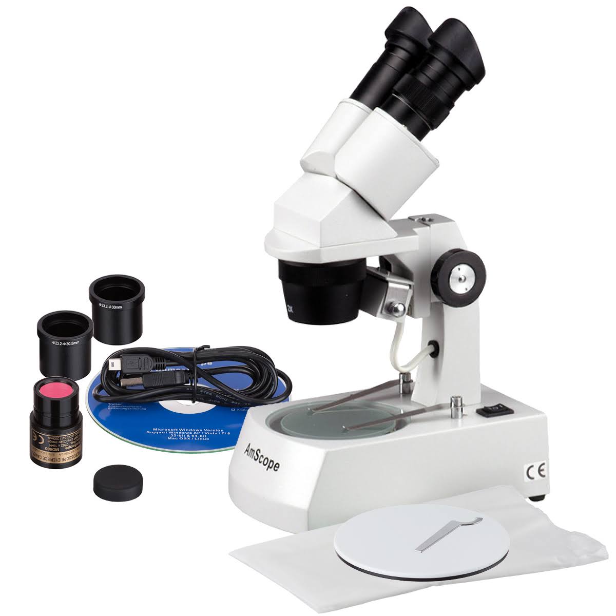 20X-40X-80X Binocular Stereo Microscope with USB Camera N390