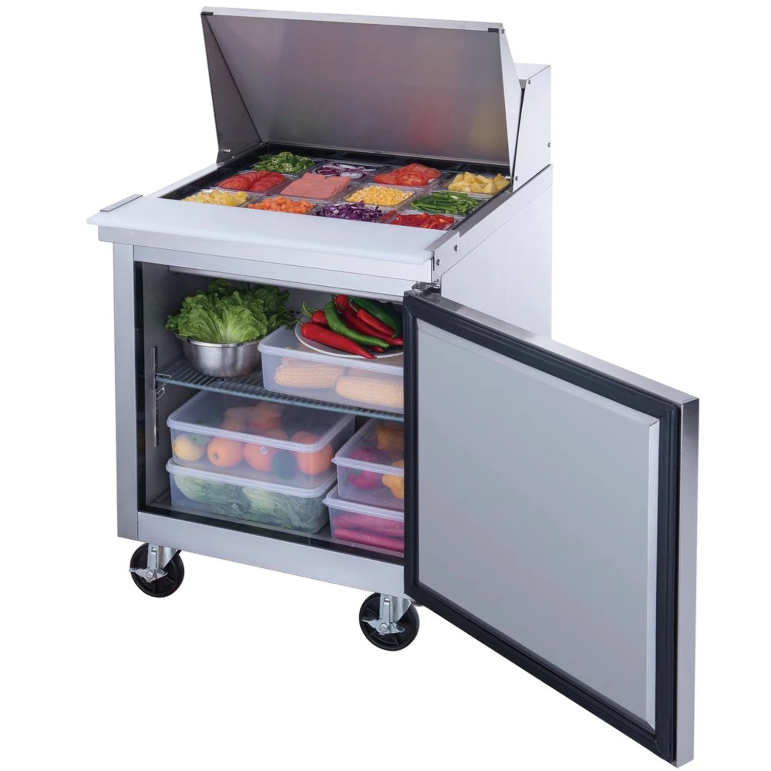 29 Megatop Refrigerated Sandwich Prep Table with 1 Door and 12 1/6 Pans M93606