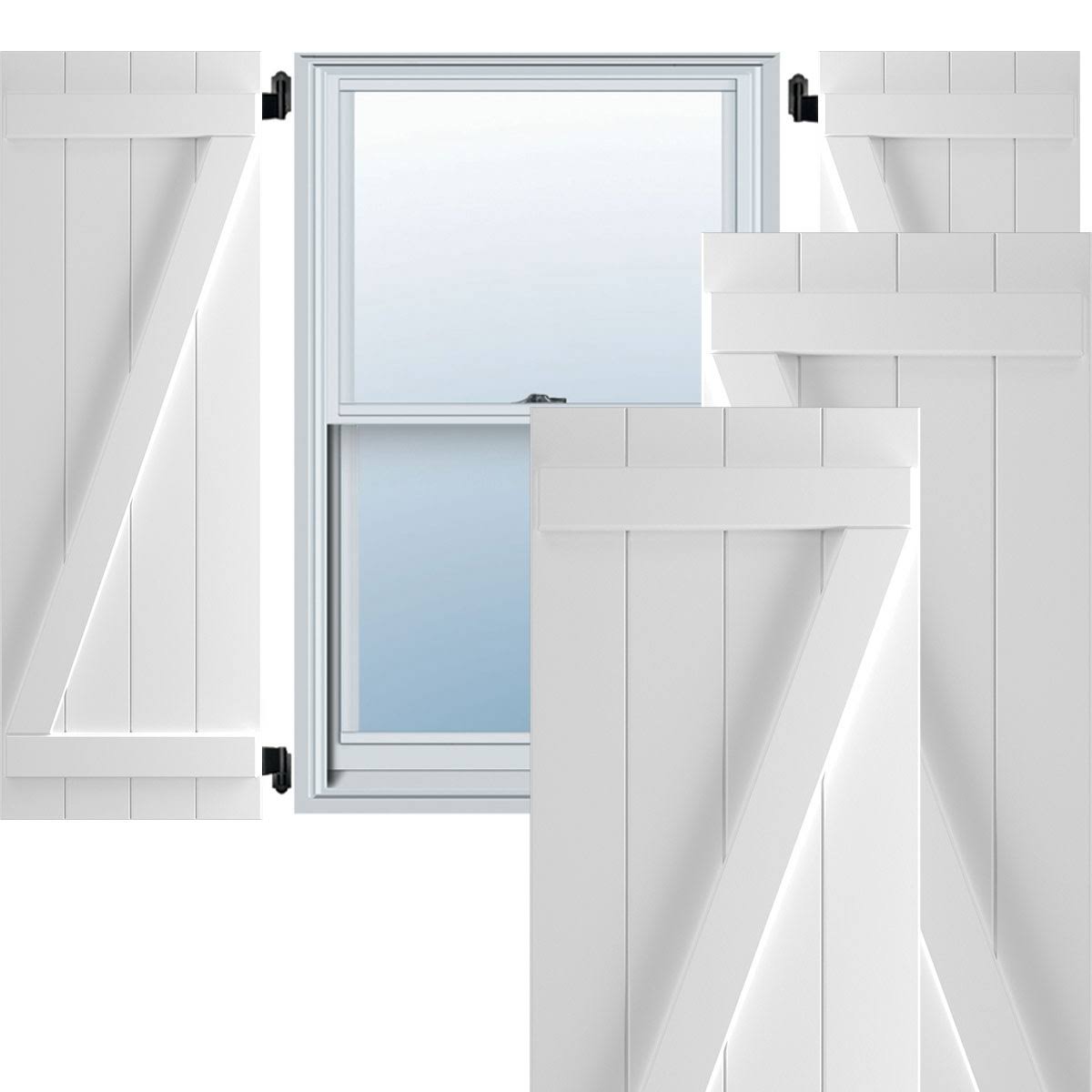 21 1/2x22W x 60x22H PVC Four Board Joined Board-n-Batten Shutters E752