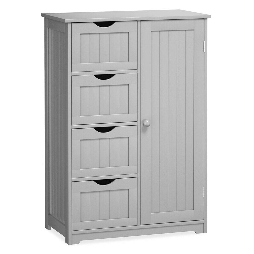 Grey Wooden 4 Drawer Bathroom Floor Cabinet E557