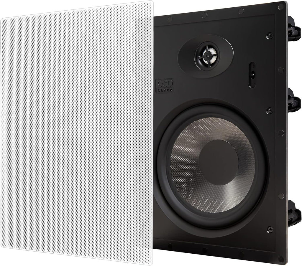 In Wall 8" Speakers Pair with Silk Dome Tweeter and Trimless Magnetic Grill S847648