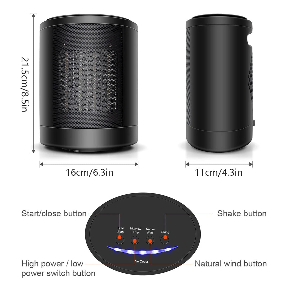 Black Portable Electric Space Heater Y2194